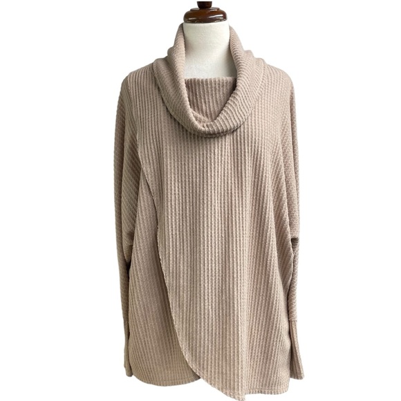 Lularoe Kristen waffle knit cowl neck with crisscross front Large - Picture 1 of 11